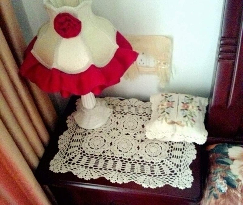 Damanni 15 Inch by 19 Inch Rectangular Cotton Handmade Crochet Lace Table Runner Doilies for Coffee Table Dresser Scarf DÃ©corï¼Œ2PC/Set (15x19 Inch, Beige) - Image 3